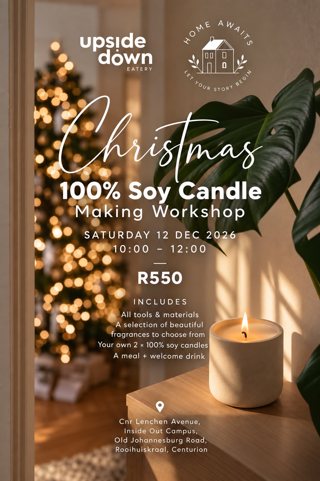 Christmas 100% Soy Candle Making Workshop 12 Dec
